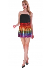 Rainbow Sequin Skirt - Womens 70s Disco Costumes 